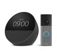 Amazon Echo Spot (Nouvelle génération), Noir + Ring sonnette vidéo sans fil (Battery Video Doorbell) (nouvelle génération), Gris moucheté