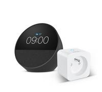 Amazon Echo Spot (Nouvelle génération) | Noir + WiZ Prise Connectée, Fonctionne avec Alexa - Kit de démarrage Maison connectée