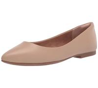 Amazon Essentials Ballerines plates à bout pointu pour femme, cuir synthétique, beige, largeur 7,5