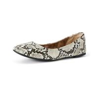Amazon Essentials Ballerines plates Belice pour femme, noir et blanc, imitation peau de serpent, pointure 36