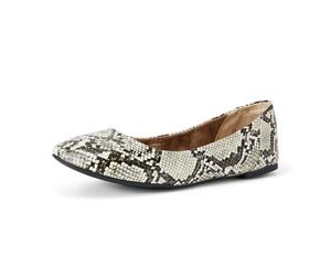 Amazon Essentials Ballerines plates Belice pour femme, noir et blanc, imitation peau de serpent, pointure large 42