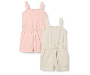 Amazon Essentials Barboteuse en Maille Fille, Lot de 2, Avoine Chiné/Rose, 8 ans