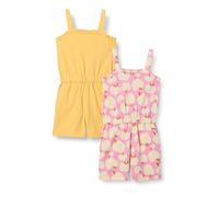 Amazon Essentials Barboteuse en Maille Fille, Lot de 2, Jaune Chaud/Pommes, 6-7 ans