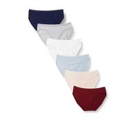 Amazon Essentials Bas de bikini en coton (grandes tailles disponibles) Femme, Lot de 6, Couleurs Tonalités Froides/Teintes Chaudes, 48