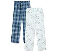 Amazon Essentials Bas de Pyjama Pleine Longueur en Popeline de Coton Extensible Homme, Lot de 2, Bleu Marine Écossais, 3XL