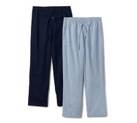 Amazon Essentials Bas de Pyjama Pleine Longueur en Popeline de Coton Extensible Homme, Lot de 2, Bleu Marine/Thin Stripe, S