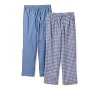 Amazon Essentials Bas de Pyjama Pleine Longueur en Popeline de Coton Extensible Homme, Lot de 2, Check/Bleuet, XL