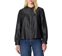 Amazon Essentials Blouse à Manches Longues en Chambray Denim Coupe décontractée pour Femme, Noir délavé, Taille L