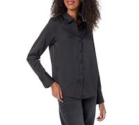 Amazon Essentials Blouse Boutonnée en Satin, Coupe Classique (Disponible en Grande Taille) Femme, Noir, XL