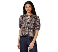 Amazon Essentials Blouse péplum coupe décontractée en satin de coton Femme, Motif Bandana Marron Foncé, XXL