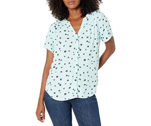 Amazon Essentials Blouse tissée à Manches Courtes de Style décontracté pour Femme, Bleu Pavot, Taille XXL