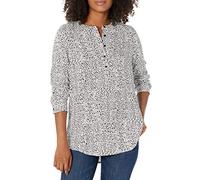 Amazon Essentials Blouse Tissée à Manches Longues Femme, Blanc Léopard, XL