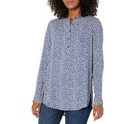 Amazon Essentials Blouse Tissée à Manches Longues Femme, Bleu Marine Blanc Pétales, XS