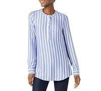 Amazon Essentials Blouse Tissée à Manches Longues Femme, Bleu Rayures, M
