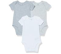 Amazon Essentials Body à manches courtes en jersey, en coton élastique (anciennement Amazon Aware) Mixte Bébé, Lot de 3, Gris Chiné, 12 mois