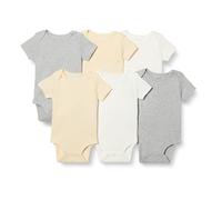 Amazon Essentials Body à Manches Courtes Mixte Bébé, Lot de 6, Teintes Neutres, 6-9 mois