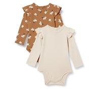 Amazon Essentials Body à manches longues à volants Bébé Fille, Lot de 2, Lion et Poney/Pêche Pâle, Prématuré