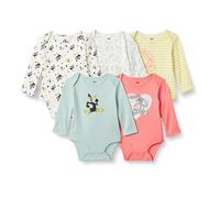 Amazon Essentials Body à Manches Longues Unisexe - Bébé, Lot de 5, Titi Amour, 3-6 mois