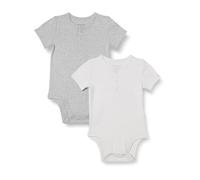 Amazon Essentials Body Henley Mixte bébé, Lot de 2, Gris Clair Chiné/Ivoire, 0 mois