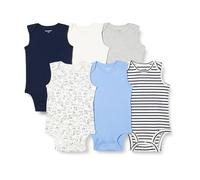 Amazon Essentials Body sans Manche Mixte Bébé, Lot de 6, Bleu/Chiens, 6-9 mois