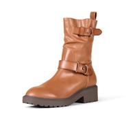 Amazon Essentials Bottes Basses Style Motard, Hauteur Mi-Mollet Femme, Havane, 35 EU