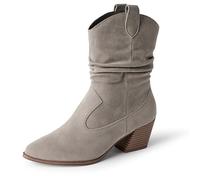 Amazon Essentials Bottes Style Western, Hauteur Mi-Mollet Femme, Gris, 36 EU