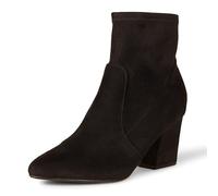 Amazon Essentials Bottines à Talons Ajustées et Souples Femme, Noir Micro Suède, 37.5 EU Large