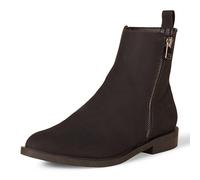 Amazon Essentials Bottines Plates à Fermeture éclair extérieure Femme, Noir Simili Suède, 39.5 EU