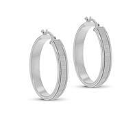 Amazon Essentials Boucles d’oreilles créoles en argent sterling rhodié à rayures Stardust