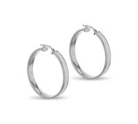Amazon Essentials Boucles d’oreilles créoles en argent sterling rhodié Stardust