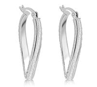 Amazon Essentials Boucles d’oreilles créoles ovales torsadées en argent sterling rhodié Stardust