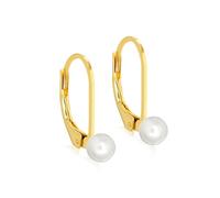 Amazon Essentials Boucles d'oreilles avec fermoir à levier en argent sterling plaqué or jaune et perles d'eau douce