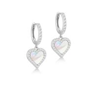 Amazon Essentials Boucles d'oreilles créoles en forme de cœur en argent sterling avec zircon cubique et nacre