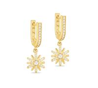 Amazon Essentials Boucles d'oreilles pendantes en argent sterling plaqué or jaune en forme d’étoile avec zircon cubique blanc