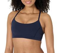 Amazon Essentials Brassière de Sport Ultra-Doux à Bretelles Fines, Maintien Léger, Dos en Y, pour le Yoga Femme, Bleu Marine, L