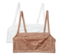 Amazon Essentials Brassière en Dentelle Extensible à Col Carré Femme, Lot de 2