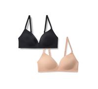 Amazon Essentials Brassière Plongeante Rembourrée sans Armatures, Microfibre Ultra Douce et Extensible dans les 4 Sens Femme, Lot de 2, Bronze Lavé/Noir, 100C