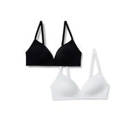 Amazon Essentials Brassière Plongeante Rembourrée sans Armatures, Microfibre Ultra Douce et Extensible dans les 4 Sens Femme, Lot de 2, Blanc/Noir, 100D