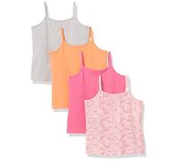 Amazon Essentials Caraco à Superposer Fille, Lot de 4, Chameau/Gris Chiné/Rose/Blanc Fleurs, 9 Ans