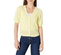 Amazon Essentials Cardigan à manches courtes en crochet coupe décontractée Femme, Jaune Pastel, XXL