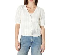 Amazon Essentials Cardigan à Manches Courtes en Crochet pour Femme, Coupe décontractée, crème, Taille L