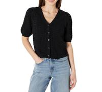 Amazon Essentials Cardigan à Manches Courtes en Crochet pour Femme, Noir, Taille M