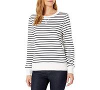 Amazon Essentials Chandail en coton molletonné à col ras-du-cou en tissu bouclette pour femme (disponible en grande taille), rayures horizontales bleu