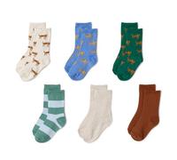 Amazon Essentials Chaussettes à motifs pour garçon, vert/bleu/avoine, taille M (4-8 ans)