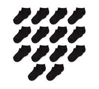 Amazon Essentials Chaussettes Basses Matelassées en Coton Mixte Enfante, 14 Paires, Noir, M (4-8 ans)