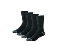 Amazon Essentials Chaussettes de Travail en Coton Respirant, Rembourrée, Durable, Mi-mollet Homme, 4 Paires, Noir, 41-45