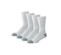 Amazon Essentials Chaussettes de Travail en Coton Respirant, Rembourrée, Durable, Mi-mollet Homme, 4 Paires, Blanc, 47-50