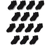 Amazon Essentials Chaussettes en Coton, Longueur Chevilles Mixte Enfante, 14 Paires, Noir, S (2-4 ans)