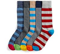 Amazon Essentials Chaussettes Habillées Confortables À Motifs Homme, 5 Paires, Mini Rayures/Rayures, 41-45