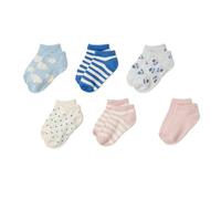 Amazon Essentials Chaussettes Invisibles à Motifs Fille, 6 Paires, Bleu Fleuri/Rose, Small (2-4 ans)
